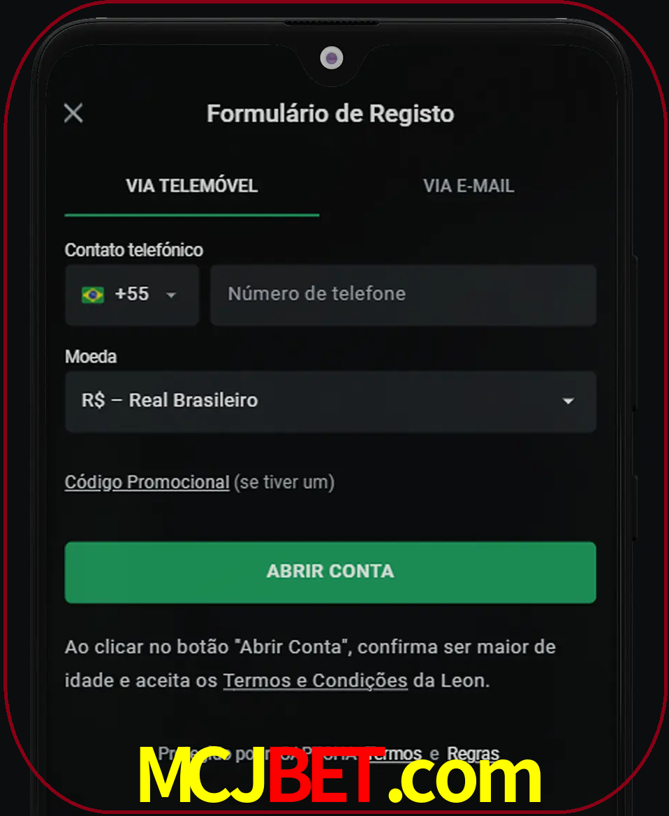 Abra o aplicativo e inicie o processo de registro.